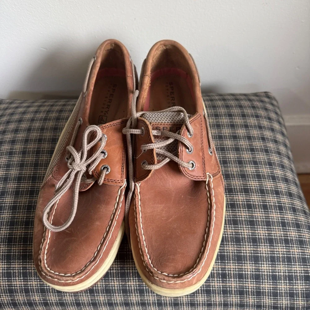 Sperry Billfish 3-Eye Mesh Leather Boat Shoe Size 10.5 Brown 0799320